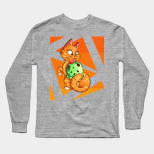 Minty Kitty With Background Long Sleeve T-Shirt